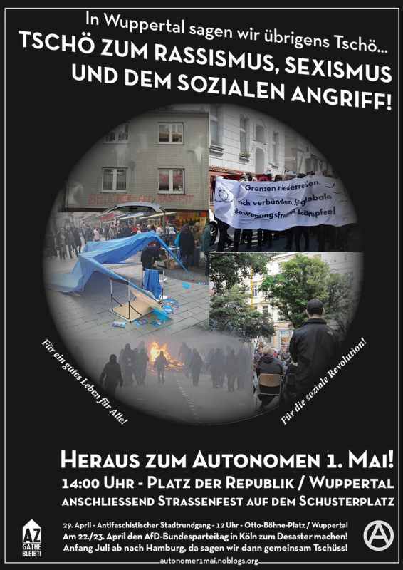 Heraus zum Autonomen 1. Mai! 14:00 Uhr, Platz der Republik, Wuppertal