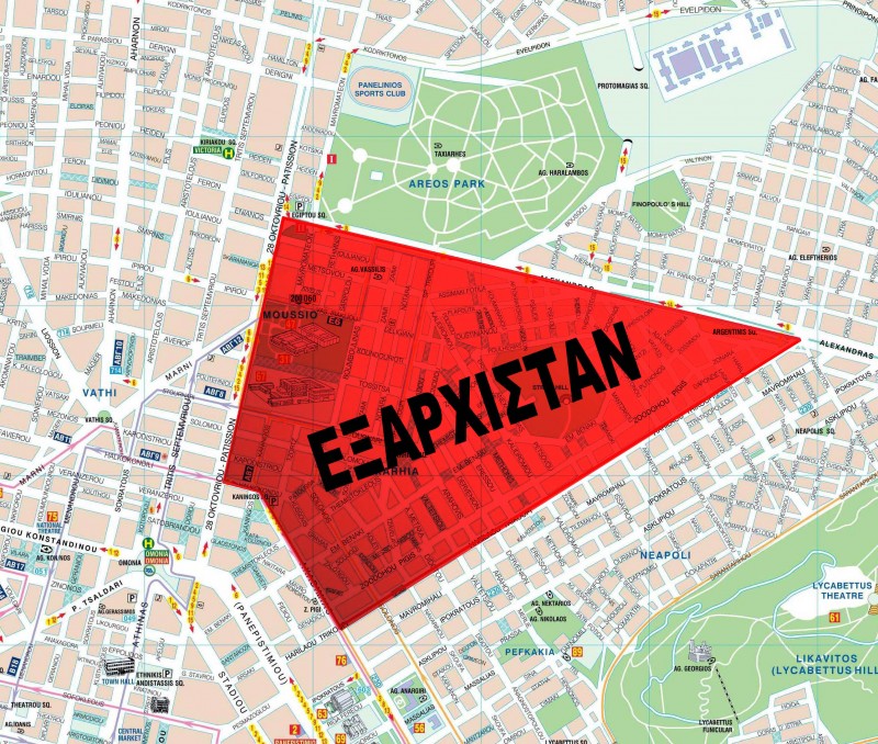 Karte von "Exarchistan", beachte Ähnlichkeiten mit Gefahrengebiet Fhain