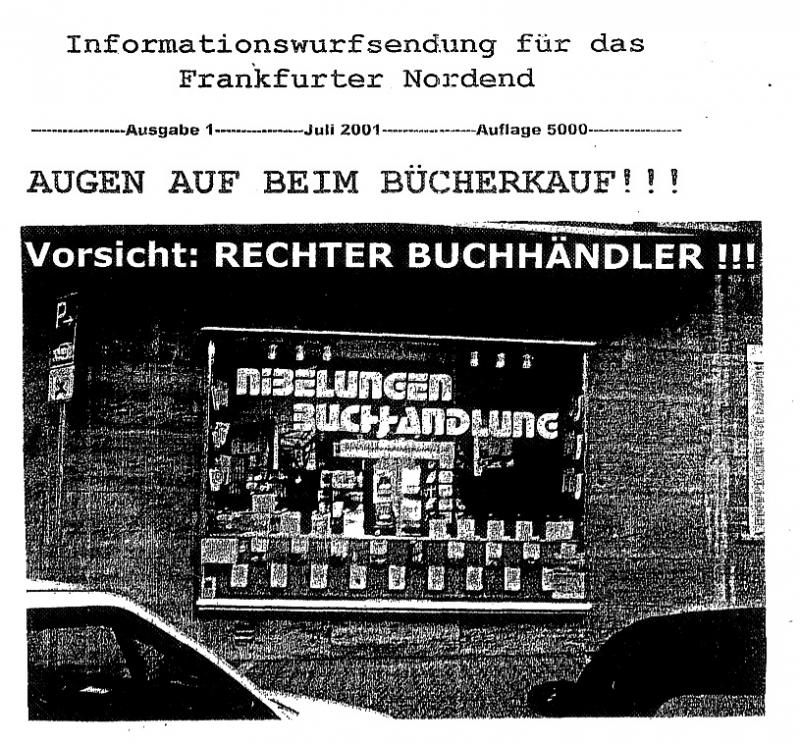 Flyer aus dem Frankfurter FH-Spektrum zu rechter Buchhandlung, 2000
