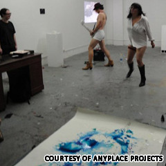 Local punk duo "Politikal Graphitti" perform at the Anyplace PSH Gallery.