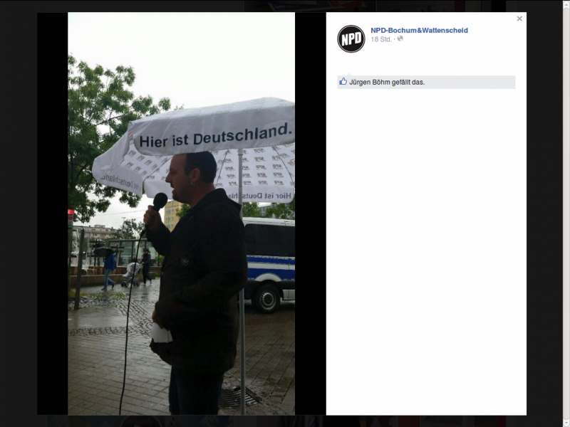 Screenshot - NPD-Wahlstand am 1.9.2015 in Bochum