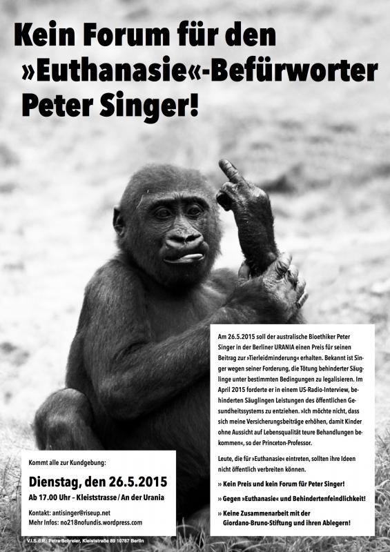 Kein Forum für den ‹Euthanasie›-Befürworter Peter Singer