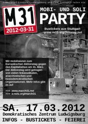 Flyer M31 Mobi- und Soli-Party in Ludwigsburg