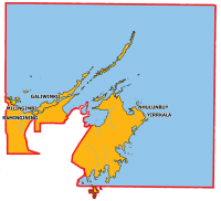 The Nhulunbuy electorate (in yellow)