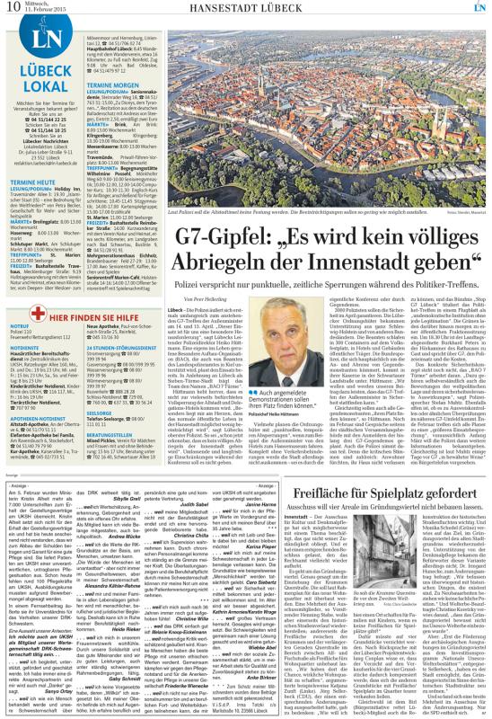 11.02.2015, Lübecker Nachrichten - Seite 10