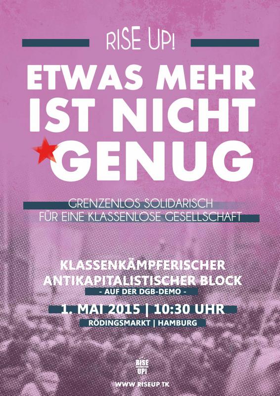 Plakat zum 1. Mai 2015 in Hamburg