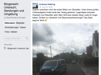 Andreas Niebling von der angeblich „nicht mehr existenten“ Bürgerwehr veröffentlicht am 6. Juni 2017 Bilder eines Polizeieinsatzes in der geschlossenen Facebook-Gruppe der Bürgerwehr