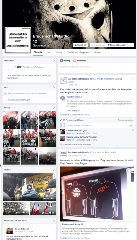 Screenshot der von Jens Hartmann auf Facebook geteilten Homepage der Neo­na­zi­ka­me­rad­schaft „Bru­der­schaft Nordic 12“
