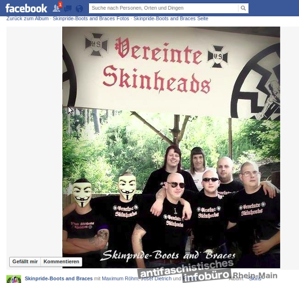 Selbstdarstellung der Vereinten Skinheads bei Facebook