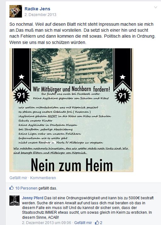 Jens Radke bekommt Polizeibesuch wegen seiner rassistischen Flyer.