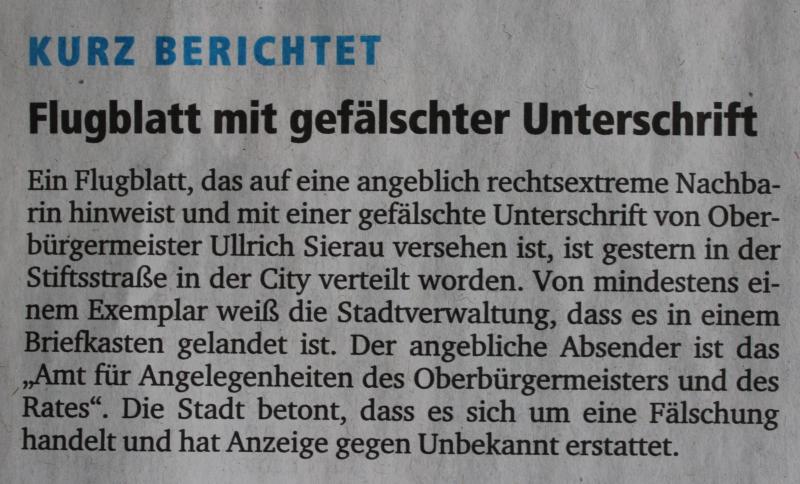 Artikel in den Ruhrnachrichten