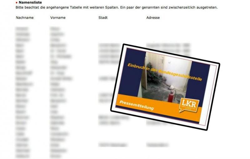 Seit dem 15. März stehen diese Dokumente nun auf einer linken Internetseite – inklusive privater Hausanschrift der Parteigenossen Foto: Privat/Screenshot