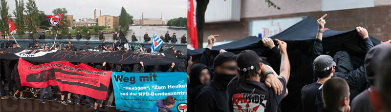 Transparent über den Köpfen - Demo vor dem "Henker"
