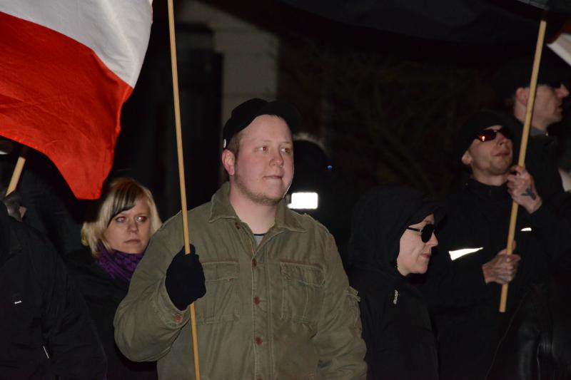 Tobias Hartmann auf einer Demonstrationam 16.03.2013 in Düsseldorf.