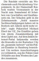 Ostsee-Zeitung, 10.07.2017, G-20-Krawalle auch in Rostocker City