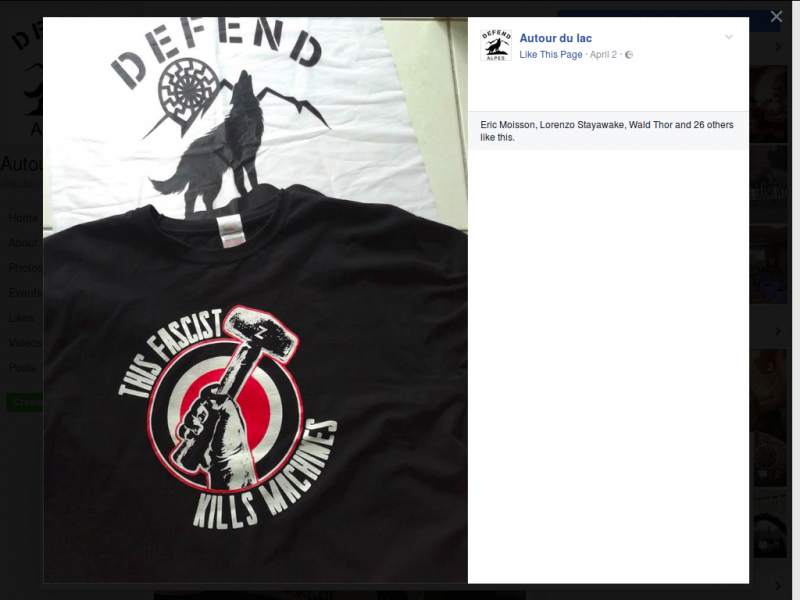 Autour du Lac, facebook-site screenshotZentropa Shirt mit "terza posizione" - Hammer